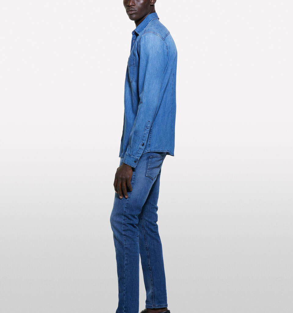 Blue regular fit denim shirt - men's regular fit shirts - Blue | Sisley image number 2